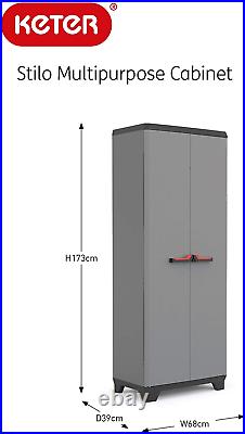 Keter Tall Plastic Cupboard Storage Outdoor Garden Utility Shelves Cabinet Box