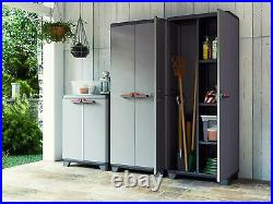 Keter Tall Plastic Shed Outdoor Garden Tool Storage Unit Cupboard Lockable Water