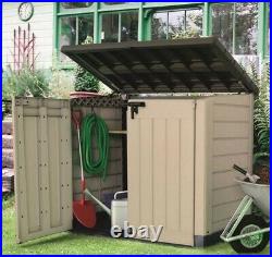 Keter Woodland Storage Shed for Garden & Wheelie Bin, Beige & Brown, 4x5 ft