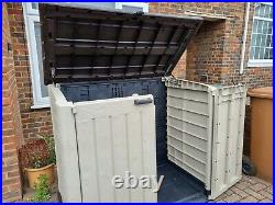 Keter Woodland Storage Shed for Garden & Wheelie Bin, Beige & Brown, 4x5 ft