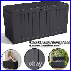 Keter XL Large Storage Shed Garden Outdoor Box Lockable Outside Box With Wheels