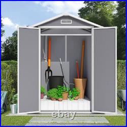 Large 6x4.5FT Grey Lockable Garden Storage Shed, Bike Tools Storage Shed, Plastic