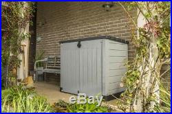 Large Grey Durable Plastic Storage Unit Box Garden Outdoor Shed For Wheelie Bins