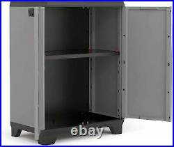 Large Grey Garden Storage Tool Box Cabinet Garage DIY Shed Shelves Lockable