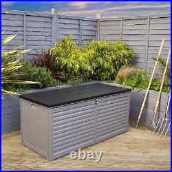 Large Outdoor 490L Garden Patio Plastic Storage Box Grey Charles Bentley
