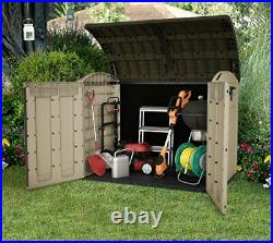 Large Outdoor Storage Box Shed, Garden Bike Shed, Beige & Brown, 177x113 x134cm