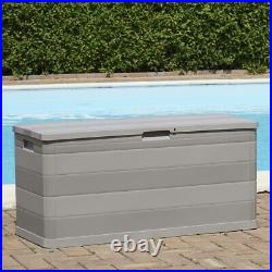 Large Plastic Garden Storage Boxes Outdoor Toys Chest Tools Box Utility Grey