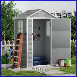 Large Plastic Garden Storage Shed Tool Storage House, 122.5 x 92.2 x 174cm, Grey