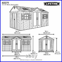 Lifetime 15ft x 8ft 4.6 x 2.4m Dual Entry Garden Durable Storage Shed 60079