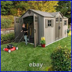 Lifetime 15ft x 8ft (4.6 x 2.4m) Dual Entry Outdoor Garden Storage Large Shed