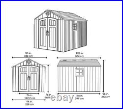 Lifetime 8ft x 10ft / 2.4 x 3m Wood Look Durable Garden Storage Shed 60295U New