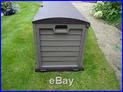 Lockable Plastic Garden Storage Box Waterproof Wheels Large Shed Outdoor Garage