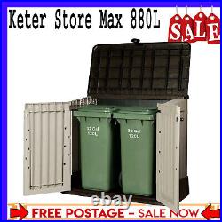 Max 1200L / 880L Outdoor Garden Storage Box Shed Bin Backyard Patio Keter Beige