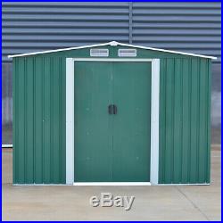 Metal Garden Shed Storage House Apex Roof Sliding Door with Free Base Large Size