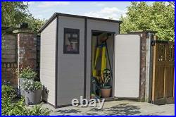 NeW Keter Manor Pent Outdoor Plastic Garden Storage Shed, Beige/Brown, 6 x 4 ft