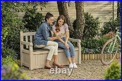 New Eden Bench Outdoor Box Storage Garden Furniture Beige and Brown, 140 x 60