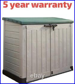 New Keter Store-It Out Max Outdoor Plastic Garden Storage Shed Beige/Green 1200L