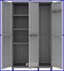 New Shed Box Tall Plastic Ratan Cupboard Shelves Outdoor Garden Storage Cabinet
