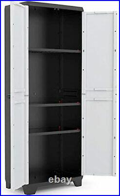 New! Tall Plastic Cupboard Storage Outdoor Garden Shelves Utility Cabinet Box UK