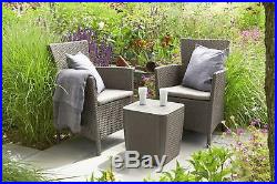 Outdoor Garden Patio Rattan Effect 2 Seater Bistro Set With Storage Table Chair
