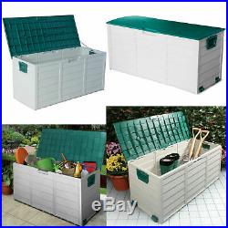 Outdoor Garden Plastic Storage Seat Utility Chest Cushion Shed Box Tools 114cm