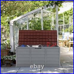 Outdoor Garden Storage Box 290L 430L Chest Cushion Plastic Shed Case Sit On Lid