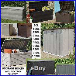 Outdoor Garden Storage Box Plastic Cushion Shed Box 90/120/270/280/550/640/842L