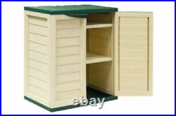 Outdoor Garden Storage Cupboard 2 Door Cabinet 2 Shelves Heavy Duty Plastic Unit