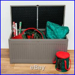 Outdoor Garden Storage Plastic Box Chest Tools Cushions Toys Lockable 272l Seat