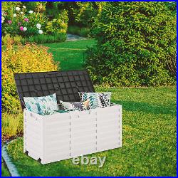 Outdoor Garden Storage Plastic Box Chest Tools Cushions Toys Lockable Seat 260L
