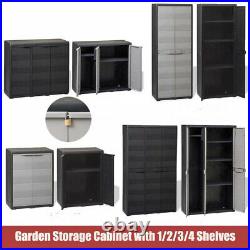 Outdoor Garden Utility Cabinet Plastic Storage Shelves Unit Box Case Cupboard
