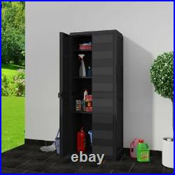 Outdoor Garden Utility Cabinet Plastic Storage Shelves Unit Tool Box Cupboard