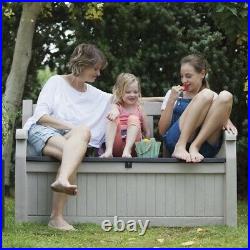 Outdoor Plastic Garden Storage Bench Seat Box Beige Waterproof Patio Chair Home