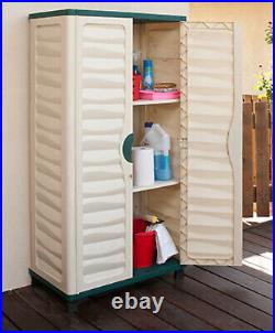Outdoor Plastic Garden Utility Cabinet Storage Unit Garage Tools With 2 Shelves