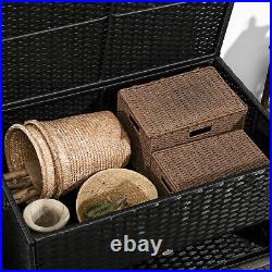 Outdoor Rattan Garden Storage Box, PE Wicker Deck Doxes with Shoe Layer