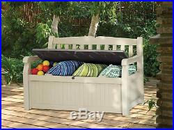 Outdoor Storage Patio Bench Garden Deck Box Furniture Seat Beige And Brown New