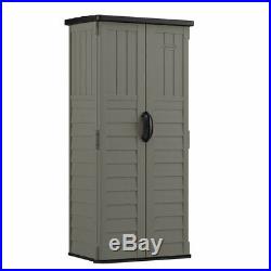 Outdoor Storage Shed Tall Plastic Garden Tool Cabinet Vertical Utility Cupboard