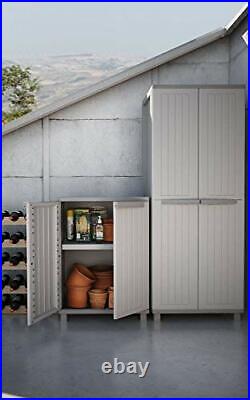Outdoor Utility Cabinet 2 Door Plastic Cupboard Shelves Storage Unit Garden Shed