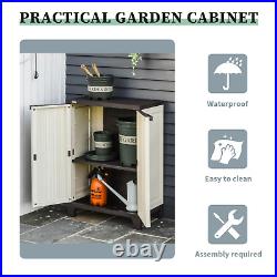 Outdoor Utility Cabinet Waterproof Plastic Garden Storage Cupboard Box Organizer