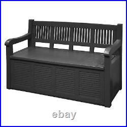 Outdoor Waterproof Garden Seat Bench Storage Box Plastic Container Grey 280L