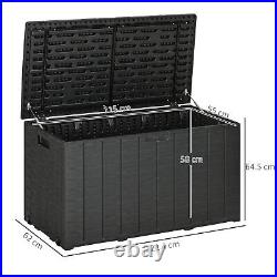 Outsunny 336 Litre Rolling Outdoor Garden Storage Box, Plastic Container, Black