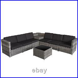 Outsunny 8Pcs Patio Rattan Sofa Garden Furniture Set Table with Cushions 6 Seater