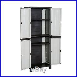Outsunny Garden Shed Double-door Patio Plastic Storage Cabinet Tool Box Shelves