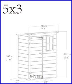 Panana Plastic Garden Storage Shed Includes Plastic Floor6x4ft/4.66x5ft/5x2.6ft