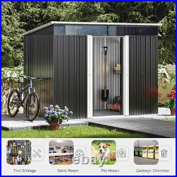 Pent Roofing Bike Tool Box Storage Outdoor Garden Shed Sliding Door Store Room