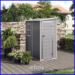 Plastic Garden House Storage Shed Pent Roof Backyard Tool Building Cabin Outdoor