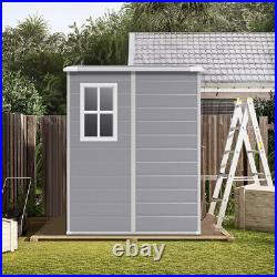 Plastic Garden House Storage Shed Pent Roof Backyard Tool Building Cabin Outdoor