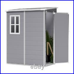 Plastic Garden Shed 5 X 4FT Pent Roof Outdoor Tools Storage House Lockable Doors