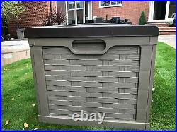 Plastic Garden Storage Box XXL Size 634 Litres Waterproof Sit On Lid Piston Lift