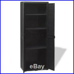 Plastic Garden Storage Cabinet Tall Narrow Upright 2 Doors Cupboard 3 Shelves UK